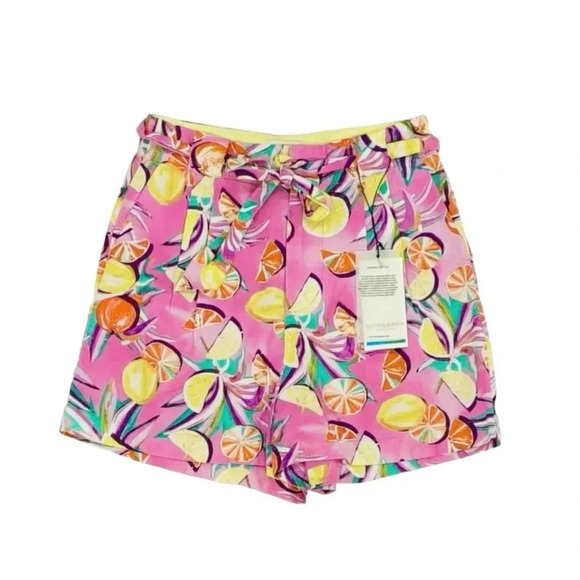 Anthropologie Scotch & Soda Linen Blend High Waist Fruit Shorts Pink Size XS NWT - Picture 3 of 11